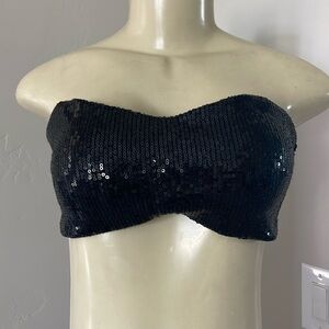 Black sequin bandeau bra bralette size large